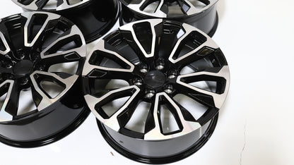 22" Black Machine Face GMC Style Wheels Set of 4 22x9.0 +28 6x139.7