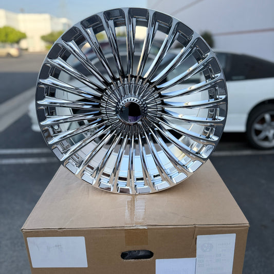 19" Polished Chrome Maybach Turbine Style Wheels Rims 19x8.5/9.5 +38/43 5x112 CB66.6