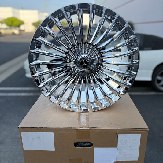 19" Polished Chrome Maybach Monoblock Style Wheels Rims 19x8.5/9.5 +36/43 5x112 CB66.6