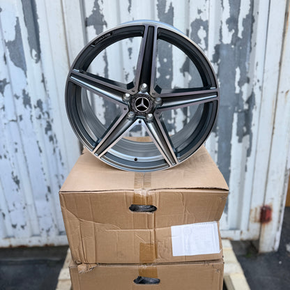 18" Gunmetal/Machined Mercedes Benz Style Wheels Rims 18x8.0 +38 5x112 CB66.6