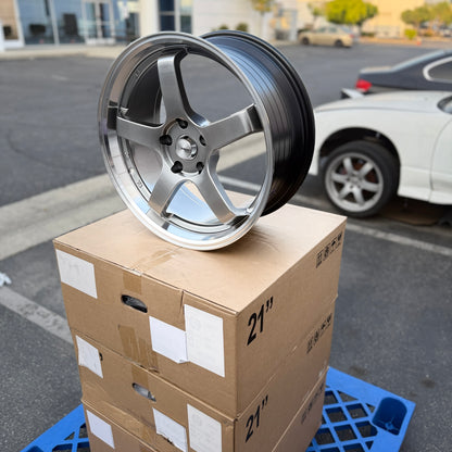 19" Hyper Black/Lip Advan GT Style Wheels Rims 19x8.5/9.5 +35/38 5x120 CB72.6