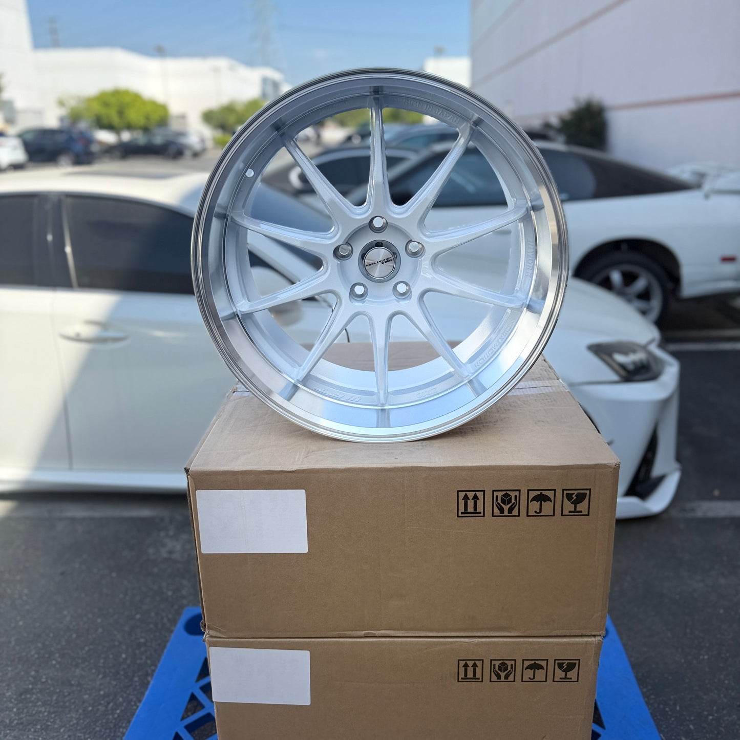 19" White/Machined Work ZR10 Style Wheels Rims 19x10.5 +25 5x113 CB73.1