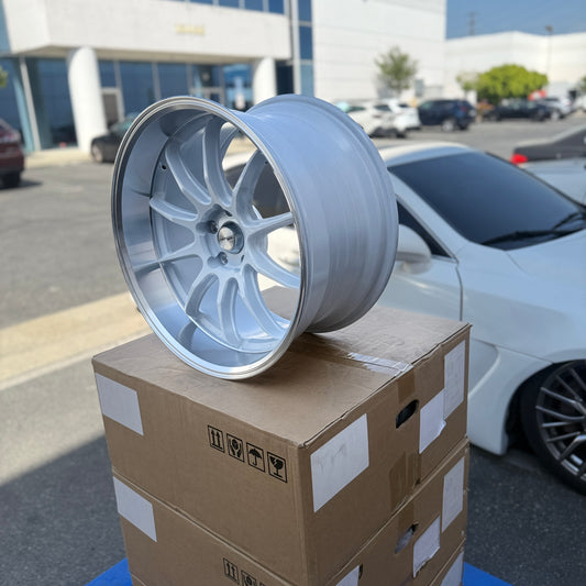19" White/Machined Work ZR10 Style Wheels Rims 19x10.5 +25 5x113 CB73.1