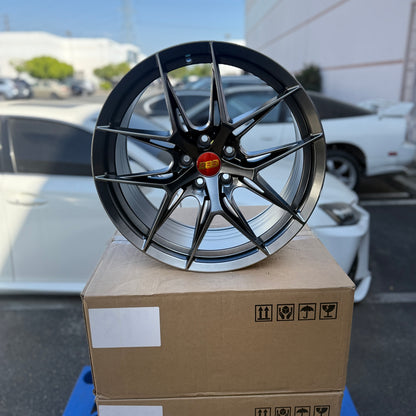 19" Hyper Black BBS Style Wheels Rims 19x8.5 +35 5x112 CB66.6