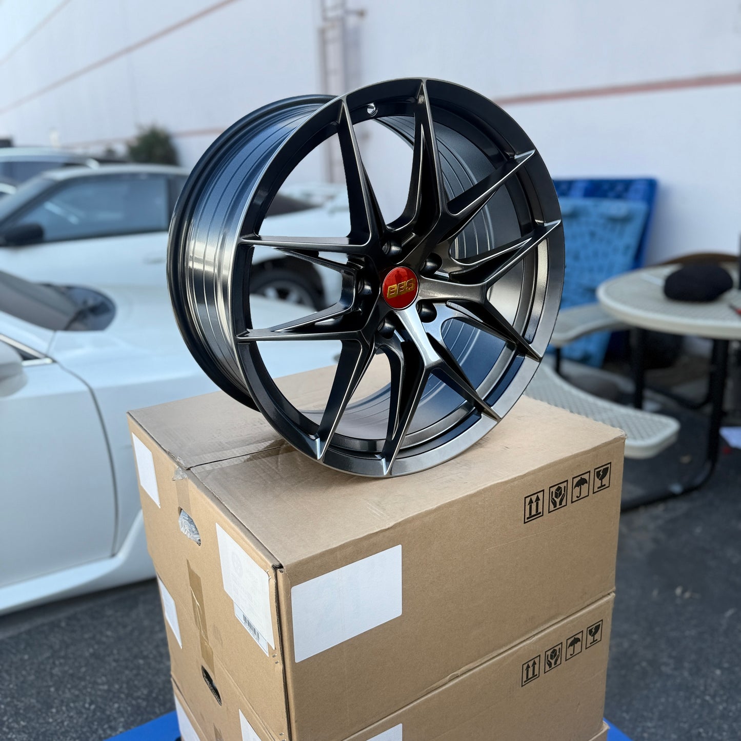 19" Hyper Black BBS Style Wheels Rims 19x9.5 +38 5x114.3 CB73.1