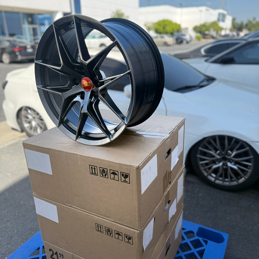 19" Hyper Black BBS Style Wheels Rims 19x8.0 +32 5x120 CB72.6