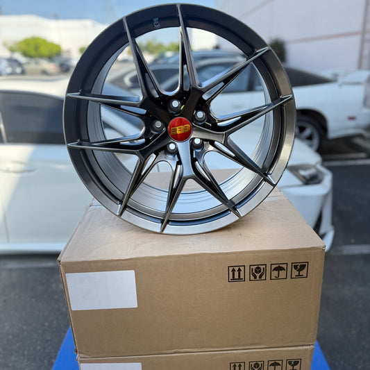 19" Hyper Black BBS Style Wheels Rims 19x8.5 +35 5x112 CB66.6