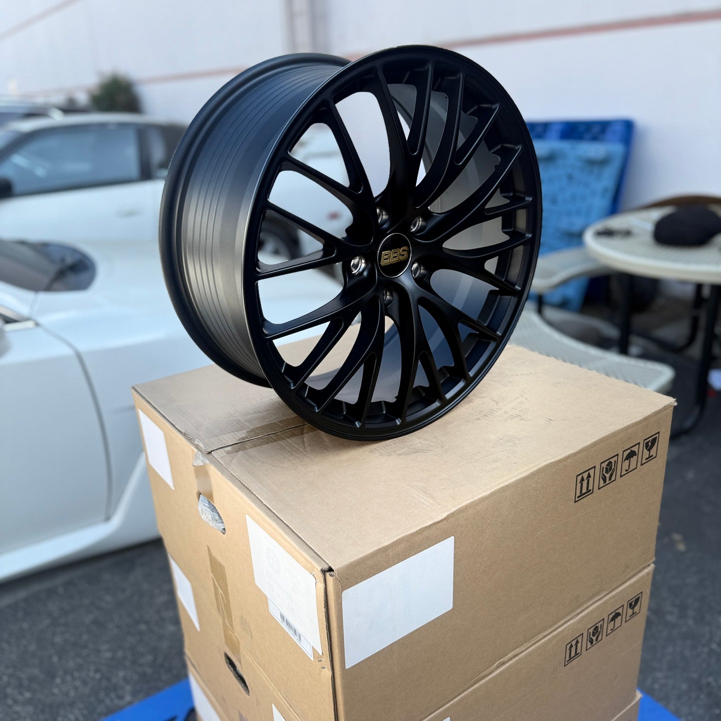 18" Satin Black BBS Style Wheels Rims 18x8.0 +38 5x114.3 CB73.1