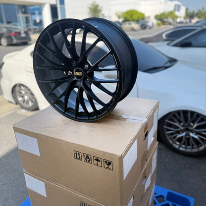 18" Satin Black BBS Style Wheels Rims 18x8.0 +38 5x114.3 CB73.1