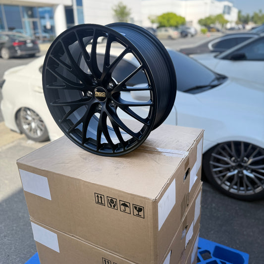 18" Satin Black BBS Style Wheels Rims 18x8.0 +38 5x114.3 CB73.1