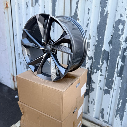 19" Gray/Machined Audi RS7 Style Wheels Rims 19x8.5 +35 5x112 CB66.6