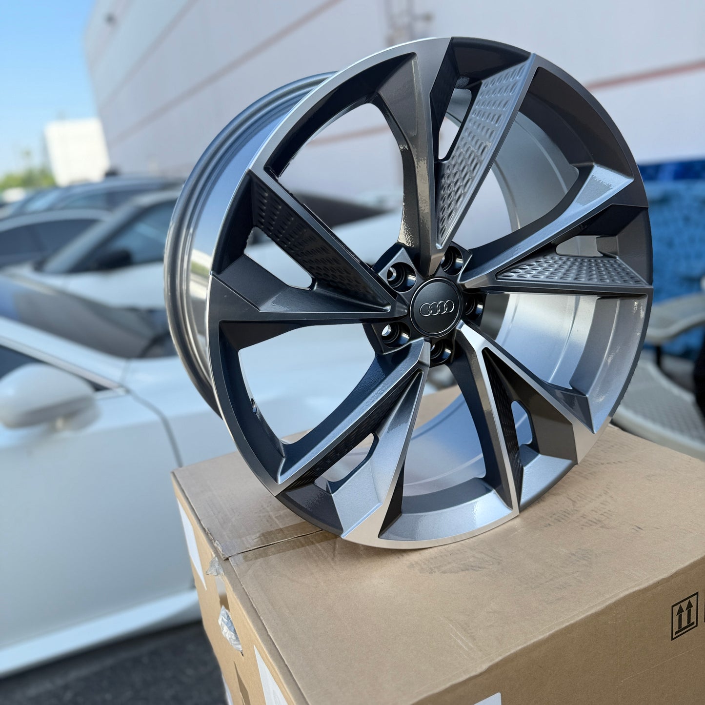 20" Gray/Machined Audi RS7 Style Wheels Rims 20x9.0 +35 5x112 CB66.6