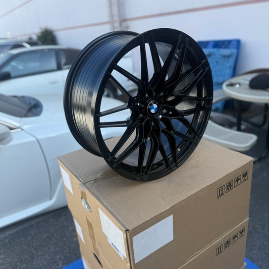 20" Gloss Black/Machined 1000M Style Wheels Rims 20x8.5/9.5 +35/40 5x120 CB72.6
