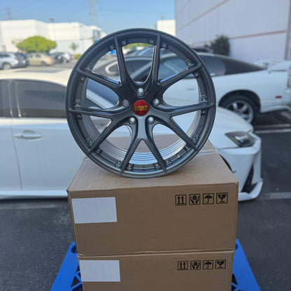 19" Hyper Gray BBS RIS Style Wheels Rims 19x8.5 +35 5x120 CB72.6