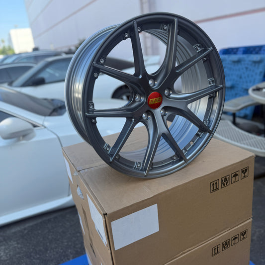 19" Hyper Gray BBS RIS Style Wheels Rims 19x8.5 +35 5x120 CB72.6