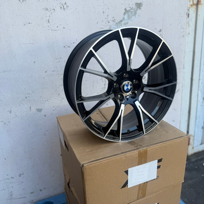 19" Gloss Black/Machined M5 CS Style Wheels Rims 19x8.0/9.0 +25/30 5x112 CB66.6