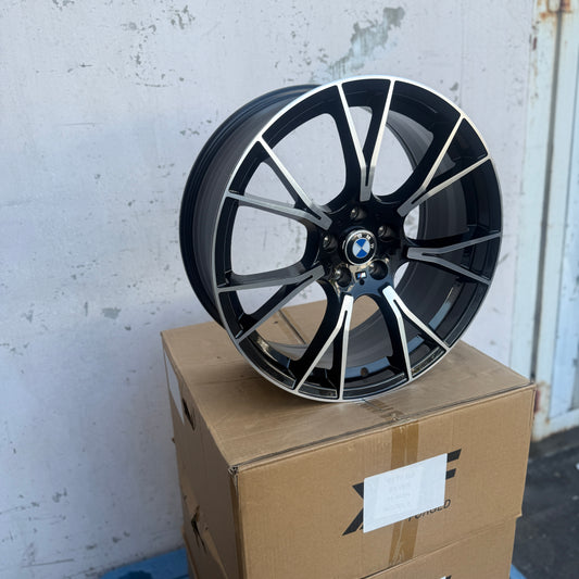 19" Gloss Black/Machined M5 CS Style Wheels Rims 19x8.0/9.0 +25/30 5x112 CB66.6