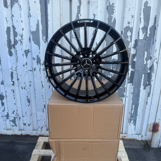 20" Gloss Black AMG Style Wheels Rims 20x8.5/9.0 +25/33 5x112 CB66.6