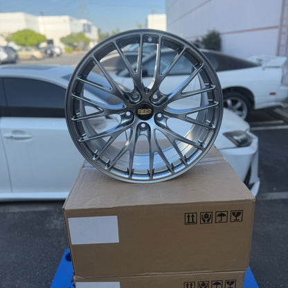 19" Hyper Gray BBS Style Wheels Rims 19x8.5 +35 5x120 CB72.6