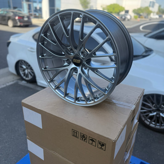 19" Hyper Gray BBS Style Wheels Rims 19x8.5 +35 5x120 CB72.6