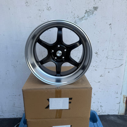 19" Matte Black/Machined Advan Style Wheels Rims 19x10.5 +25 5x114.3 CB73.1