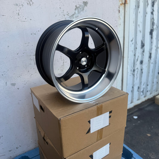 19" Matte Black/Machined Advan Style Wheels Rims 19x10.5 +25 5x114.3 CB73.1