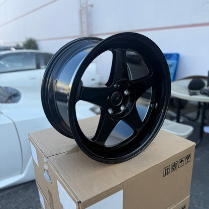 18" Gloss Black AVID1 AV42 Style Wheels Rims 18x8.5/9.5 +35 5x114.3 CB73.1