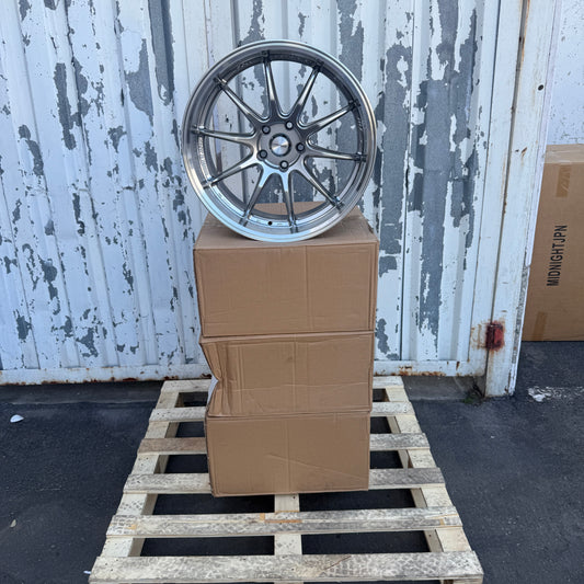 19" Gray/Machined Work ZR10 Style Wheels Rims 19x9.5/10.5 +22/25 5x114.3 CB73.1