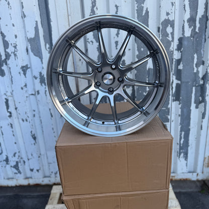 19" Gray/Machined Work ZR10 Style Wheels Rims 19x8.5/9.5 +35/38 5x120 CB72.6