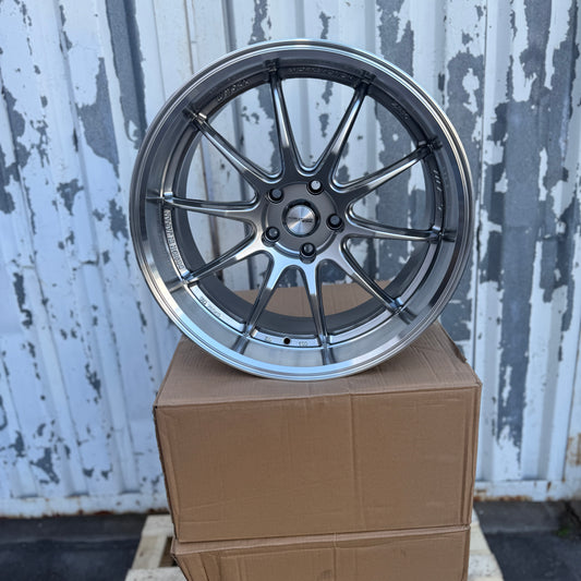 19" Gray/Machined Work ZR10 Style Wheels Rims 19x8.5/9.5 +35/38 5x120 CB72.6