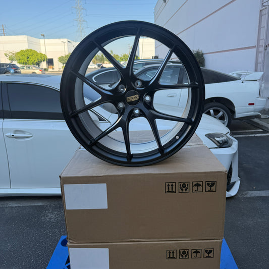19" Matte Black BBS RIA Style Wheels Rims 19x9.5 +38 5x112 CB66.6