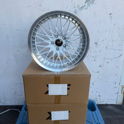 18" White/Machined Work VSXV Style Wheels Rims 18x9.5 +35 5x114.3 CB73.1