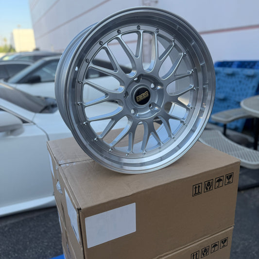 19" Silver/Machined BBS LM Style Wheels Rims 19x8.5 +35 5x120 CB72.6