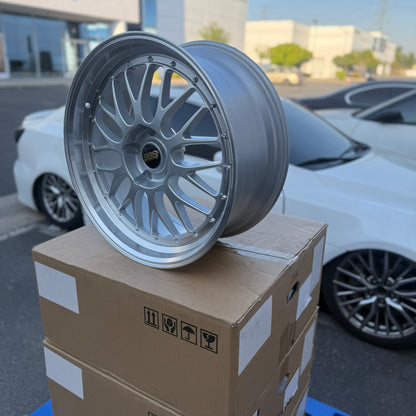 19" Silver/Machined BBS LM Style Wheels Rims 19x8.5 +35 5x120 CB72.6